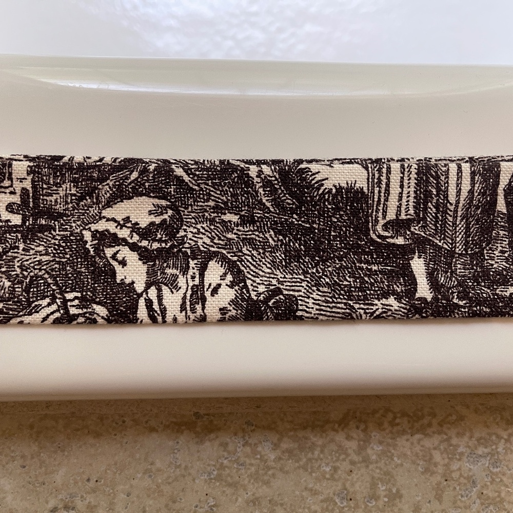 Fabric Chain or Cord Cover, Brown and Cream Toile 44.5" Four Available